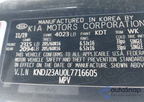 2020 Kia Soul S from USA, damaged, VIN KNDJ23AU0L7716605
